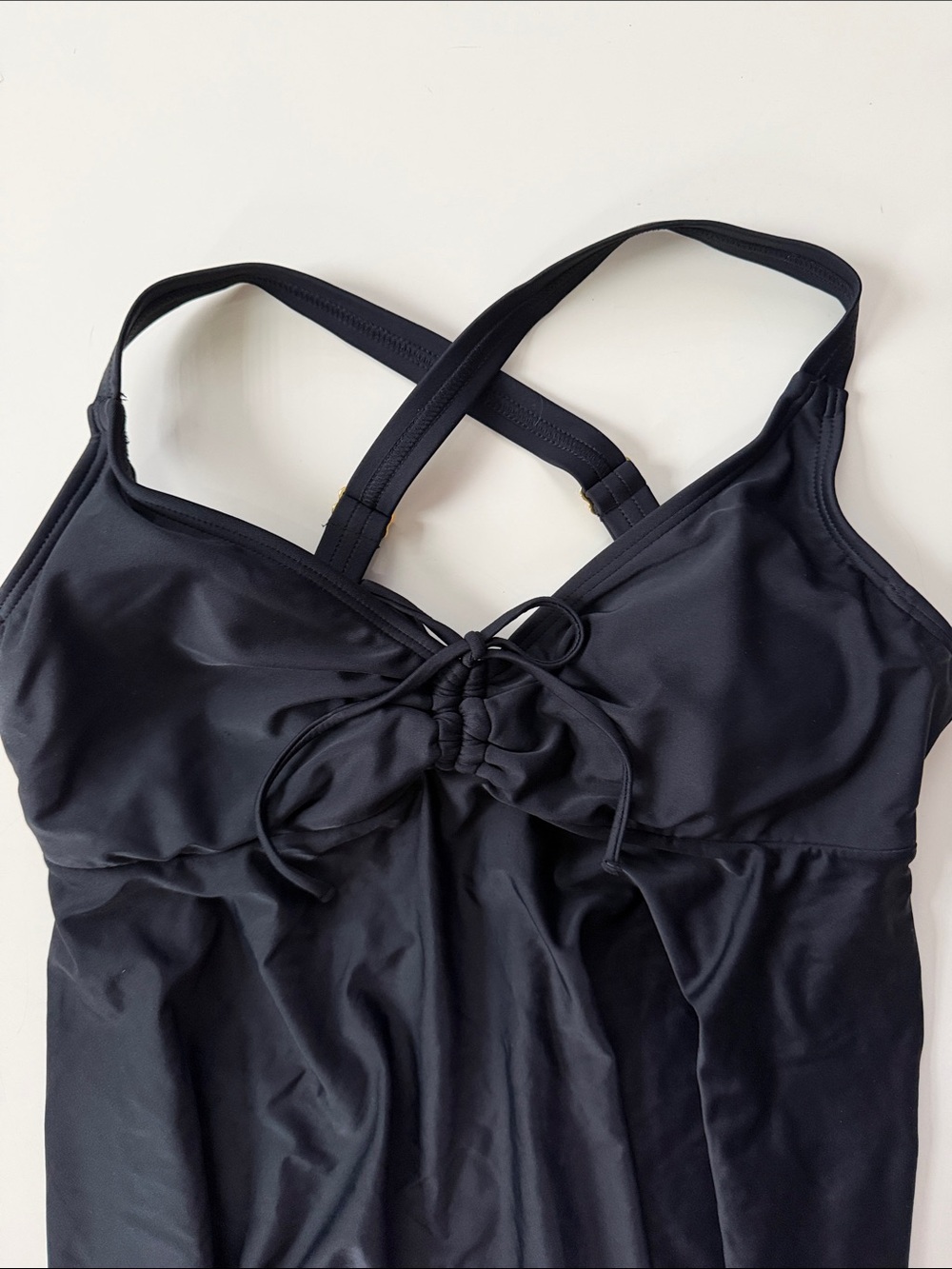 Women's Black Tankini Swim Top with Adjustable Straps - Picture 2 of 9